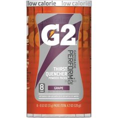 a can of g2 powder on a white background