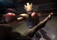 an animated image of a man with boxing gloves