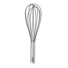 a metal whisk on a white background