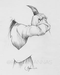 a pencil drawing of a man's arm and shoulder