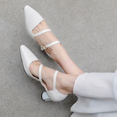 White Pointed Toe Mary Janes With Heel Strap, Chic Closed-toe Mary Janes With Padded Heel, Luxury Pointed Toe Mary Jane Heels, Elegant White Pointed Toe Mary Janes, Mary Jane Block Heels With Pointed Toe, Medium Width, Vj Collection, Pointy Toe Shoes, Platform High Heel Shoes