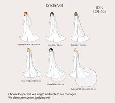 the bride's veil and dress are all drawn in different directions, including one for each