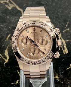 Rolex Daytona Listing: $60,886 Rolex Daytona - Sunduset Baguette - 116505-0017 - Rose Gold, Reference number 116505; Rose gold; Automatic; Condition Very good; Year 2021; Watch with origi Rose Gold Daytona, Rolex Daytona Gold, Best Seller Product, Gold Daytona, Gold Reference, Top Watches For Men, Daytona Watch, Stylish Watches Men, Gold Rolex