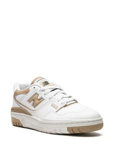 New Balance 550 "White Beige" Sneakers - Farfetch New Balance 550 White, Beige Highlights, Sneaker New Balance, Shopping Online Logo, New Balance White, Beige Sneakers, Balance Sneakers, New Balance Sneakers, Running Shoes Sneakers