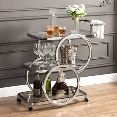 PRICES MAY VARY. 【Safe & Durable】Beverage bar cart is made of metal frame and adopt chrome process sturdy enough and brighter than others. The 3 shelves of storage cart is made of safety-tempered glass, you don't have to worry about the harmful emissions at all. 【Larger Storage Space】The size of 3 tier rolling bar cart is 30.9''W* 17.9''D* 31.5''H, allowing it enough room to hold drinks, snacks or plants on each level as well as making it convenient enough to place in kitchen, entryway, dining r Carts On Wheels, Mobile Bar Cart, Kitchen Carts On Wheels, Kitchen Carts, Wine Cart, Bar Serving Cart, Family Bar, Modern Bar Cart, Metal Bar Cart