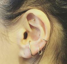 an ear with two rings attached to it's side and the end of its ear