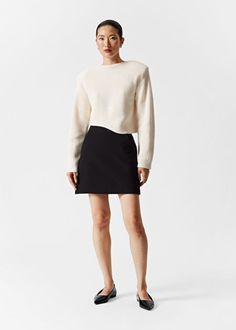 A-Line Mini Skirt - Black - Mini skirts - & Other Stories US Long Mini Skirt, Loose Mini Skirt, A Line Black Skirt Outfit, Grey Mini Skirt Outfit, Black A Line Skirt, Navy Mini Skirt, Wool Mini Skirt, Fall Winter Wardrobe, A Line Mini Skirt