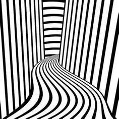 an abstract black and white striped tunnel