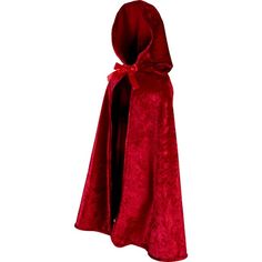 Made from luxurious heavy crushed velour, this is a very deluxe cape designed for all Little Red Riding Hood storybook fans. This cape features a large hood with Velcro closure and a red satin ribbon detail. This perfect LRRH cape is of course machine washable for countless adventures to wear it over and over for generations to come! | Great Pretenders | Little (Red Riding Hood Cape, Size 7-8Y)  |  Maisonette collects the best children’s products from around the world (unlike Zulily, Etsy, The T Red Riding Hood Cape, Hood Cape, Red Riding Hood Costume, Cape Costume, Cape Designs, Red Cape, Hooded Cape, Little Red Riding Hood, Red Satin