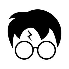 a black and white image of harry potter glasses with a lightning bolt in the middle