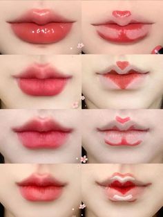 Douyin Lip Toturial, Lipstick Placement, Lipstick Ideas Creative, Cute Korean Lips, Japanese Lip Makeup, How To Do Korean Lips, Korean Lips Tutorial, Lip Tut, Lipstick Ideas