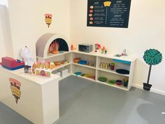 an ice cream shop with various items on display