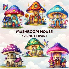 mushroom house clipart with lots of different designs