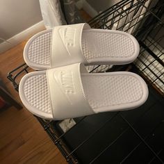 Brand New Nike Flip Flops, Foam Sandals, Nike Sandals, Brown Flip Flops, Nike Benassi, Pink Flip Flops, Women Slides, Black Hot Pink, Grey Nikes