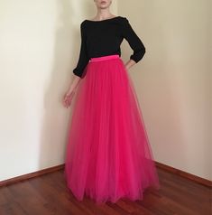 Wonderful Hot Pink tulle maxi skirt from very soft tulle for wedding ,special occasion or every day.High Quality! Feel Like a Princess! -Skirt is made of two layers of tulle. -Full lining. -Skirt has Satin waistband. - Closes with zipper. Please enquire if you're interested in different color. THE SKİRT IS MADE TO ORDER While ordering write your waist and skirt length measure,according your shoes heels, so the skirt will be made to your size. SIZING INFO: XS/34/US4: waist 64-66 cm (24-25 inch) S Elegant Pink Prom Skirt, Pink Tulle Skirt For Party, Pink Long Skirt Dress For Party, Pink Skirt For Spring Prom, Pink Spring Prom Skirt, Spring Pink Prom Skirt, Spring Prom Pink Skirt, Party Full-length Tulle Maxi Skirt, Fitted Tulle Skirt Fabric For Parties