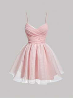 Baby Pink Elegant Collar Sleeveless Woven Fabric Plain Cami Embellished Non-Stretch  Women Clothing Pink Cami Dress, Mitzvah Dresses, Bat Mitzvah Dresses, Baby Pink Dresses, Dama Dresses, Pink Dress Short, Cute Dress Outfits