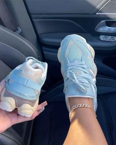 Baby blue/ brown New balance! #blackgirlaesthetic #blackgirl New Balance 9060, Jordan Shoes Girls, Kicks Shoes, All Nike Shoes