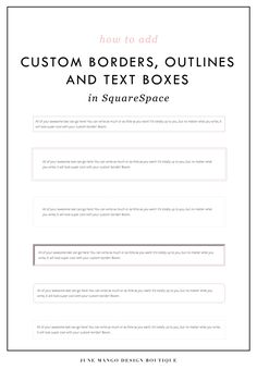 the text box for how to add custom borders, outlines and text boxes in squarespace