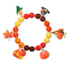 PRICES MAY VARY. ✔Thanksgiving Beaded Bracelet: With the first flash of autumn, this charm bracelet will make a statement for your fall jewelry collection. Features orange brown solid beads strung on elasticated band, decorated with pumpkin, turkey, maple leaf and corn charms. No matter which direction it falls on your wrist they will add your festival atmosphere ✔Fall Stretch Bracelets: Thanksgiving Day is a time filled with immense love, laughter, numerous get-together share with family and fr Thanksgiving Bead Bracelet, Fall Bracelets, Turkey Pumpkin, Fall Bead, Cute Turkey, Autumn Party, Autumn Bracelet, Leaf Bracelet, Charms Bracelet