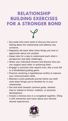 Strengthen your bond with these relationship-building exercises. Designed to enhance intimacy and understanding, these activities are key to a resilient and loving partnership. Discover practical and meaningful exercises that deepen emotional connections and foster lasting bonds. Looking for effective ways to enhance your relationship? Click to explore our guide on nurturing a stronger, more connected bond. #RelationshipBuilding #StrongerBond #CouplesExercises #HealthyRelationships #relationshipgrowth #EmotionalConnection #DeepConnections #relationshipadvice #selfimprovement #relationshiptools Ways To Build Emotional Connection, How To Bond With Your Boyfriend, Things To Strengthen Your Relationship, Ways To Strengthen A Relationship, Building A Healthy Relationship, Couple Building Activities, Trust Exercises For Couples