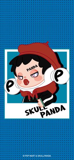 a cartoon character with the word panda on it's face and an image of a woman