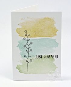 a handmade card with the words just for you written in black ink on it