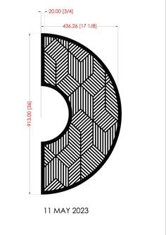 the letter c is made up of black and white geometric lines, which are drawn on paper