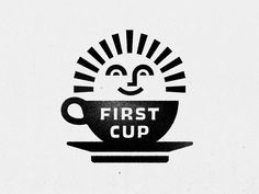 the first cup logo is black and white with sunburst on it's side