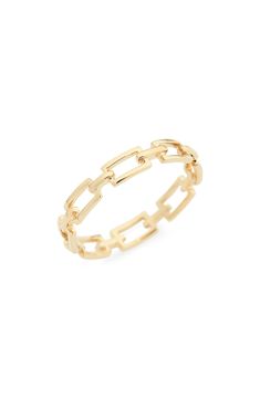 Gleaming rectangular links create a classic 14-karat-gold ring that works on its own or stacked with other pieces. 1/8" width 14k gold Imported Red Earrings Stud, Mode Zara, Bony Levy, Moissanite Engagement Ring Oval, Gold Link, Gold Halo, Rose Engagement Ring, Engagement Rings Oval, Silver Plated Jewelry