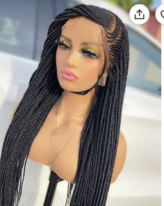 Bra Strap Length Box Braids, Braided Wigs Styles, Alopecia Braid Styles, Braided Wig Hairstyles, Twisted Braids For Black Women, Braided Lace Front Wigs, Full Lace Braided Wig, Ghana Braid Styles