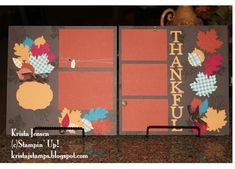 an image of a thanksgiving card made with scrapbook paper and fall leaves on it