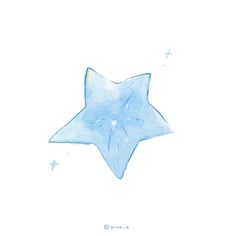 a watercolor drawing of a blue star