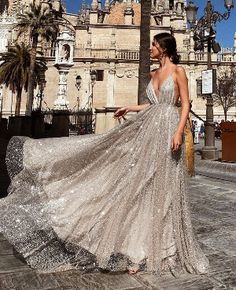 Sexy Silver V Neck Spaghetti Strap Backless Long Dress on Storenvy