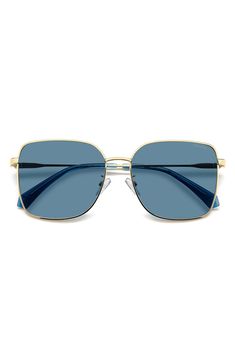 Slender frames add to the retro style of slightly oversized butterfly sunglasses etched with subtle logo details on the temples and polarized lenses. 58mm lens width; 16mm bridge width Prescription-compatible Adjustable nonslip nose pads Stainless steel Imported Blue Light Sunglasses, Butterfly Sunglasses, Rectangular Sunglasses, Polarized Lenses, Teal Blue, Retro Style, Etching, Retro Fashion, Lenses