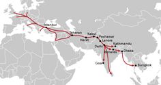 a map showing the route of the islamic empire