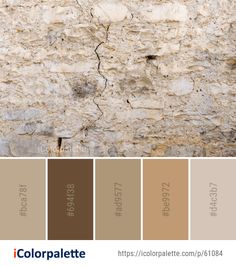 the color scheme for this stone wall is brown and tan