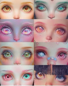 many different types of eyes with long eyelashes