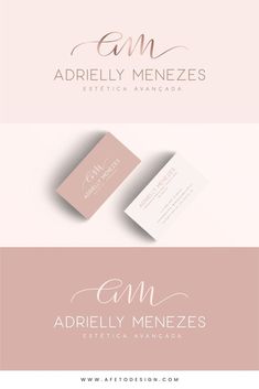 three business cards with the name and logo for an interior company, called adrienlly menezes