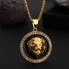 New. Lion Pendant Necklace For Men Length: 24 Inches Color: Gold Perfect Gift For Men For Any Occasion. Valentine's Day Birthday Anniversary Graduation Promotion Christmas New Year's Halloween It Comes In A Black Cupboard Box. Amazing Gift For Your Loved Ones! Tags: Friend Bros Style Earrings Rings Necklace Chain Silver Gold Gold Plated Silver Plated Zircon Pearl Swarovski Natural Stone Emerald Platinum Print Stainless Steel Princess Wife Wear Husband Jewelry Luxury Black White Rose Gold Bronze Mens Gold Pendant Designs Unique, Unique Gold Pendant For Men, Lion Pendant Gold, Steel Princess, Gold Pendants For Men, Stainless Steel Cross Pendant, Lion Pendant, Skull Pendant Necklace, Compass Pendant