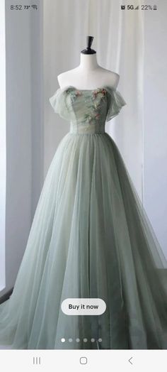 Formal Dresses Graduation, Green Formal Dresses, Off Shoulder Evening Dress, Green Tulle, Gaun Fashion, A Line Evening Dress, 파티 드레스, Graduation Dresses