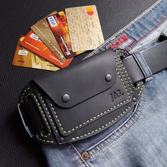 Leather belt wallet for the modern man. The wallet has 3 compartments, 5-7 cards can be put into two compartments and folded money into one compartment. It is very comfortable to use and very roomy. Looks beautiful and stylish on both trousers and jeans. Perfect for credit cards, driver's licenses and money. Men's belt wallet is made of genuine Crazy Horse leather, brick color. Crazy Horse is a high quality leather that is highly durable. Small scratches may appear on the skin, which are quickly Black Rectangular Wallet With Belt Clip, Folded Money, Belt Wallet, Diy Leather Projects, Travel Belt, Brick Colors, Personalized Wallet, Clip Wallet, Men's Belt