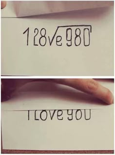 two pictures with the words i love you written in black ink on top of each other