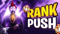 the logo for rank push with an image of a man wearing a mask