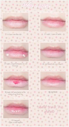 Petit Poppy: Tutorial ~ Ulzzang lips  @Li Yao cute simple sweet lip makeup idea <3 Ulzzang Lips, Lip Sticks, Lip Tutorial, Lipstick Tutorial