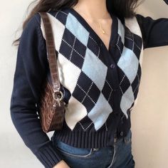 This is perfect for those who are looking for a clothing for a good price. It is fashionable, stylish, and it will look great on anyone who wears it. Do you wanahavit? Steampunk Casual, Plaid Sweater Coat, Geometric Cardigan, Retro Cardigans, Argyle Cardigan, The Cardigans, Cardigan Outfit, Plaid Sweater, England Fashion