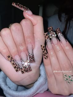 Opiumcore Nails, Summer Bling Nails, Cheetah Print Acrylic Nails, Dirty Nails, Cheetah Print Nails, Nails Art Ideas, Cheetah Nails, Leopard Print Nails