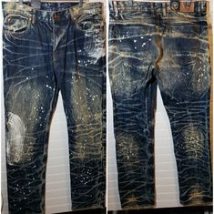 For Your Consideration Is A Pair Of D-Lux Denim Brand Factory Distressed And Painted Jeans In Size 36 X 32. They Are New With Tags. Distressed Dark Wash Denim Jeans, Dark Wash Distressed Denim Jeans, Blue Distressed Recycled Denim Bottoms, Blue Distressed Bottoms In Recycled Denim, Bleached Dark Wash Denim Bottoms, Distressed Acid Wash Denim Jeans, Acid Wash Distressed Denim Jeans, Dark Wash Distressed Recycled Denim Bottoms, Distressed Dark Wash Recycled Denim Bottoms