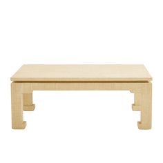 a wooden coffee table with two legs and a square top on an isolated white background