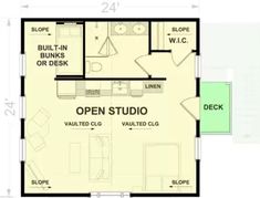 the floor plan for an open studio apartment