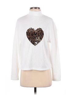 Shein Turtleneck Sweater Size: 4 Tops - used. 97% POLYESTER, 3% ELASTANE, Hearts | Shein Turtleneck Sweater: White Hearts Tops - Size 4 Shein Turtleneck, White Turtleneck Sweater, White Turtleneck, White Hearts, Heart Top, Sweater White, White Heart, Turtleneck Sweater, Sweater Sizes